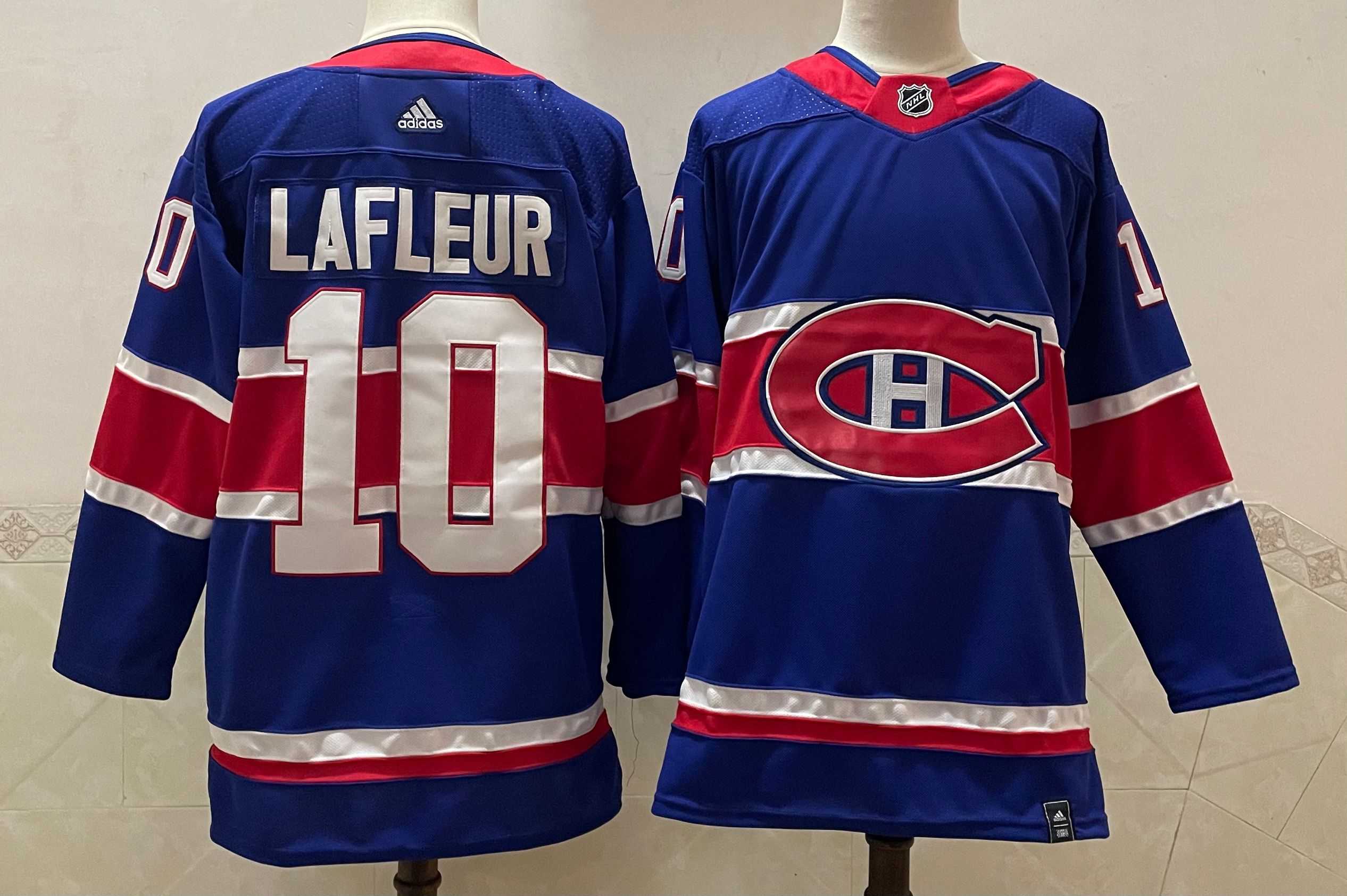 Men Montreal Canadiens 10 Lafleur Blue Throwback Authentic Stitched 2020 Adidias NHL Jersey